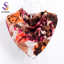 [BYSIFA] New Peony Grey Silk Scarf Autumn Winter Women Square Scarves 90X90cm Mujeres Bufanda Pure Silk Ladies Crepe Satin Scarf 2024 - buy cheap