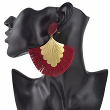 Ethnic Bohemian oorbellen Thread Tassel Drop Earrings for Women Party Cotton Fringed Tassel Statement Women Fan Shape Earring 2024 - buy cheap