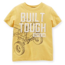 Construido Tough-camisetas amarillas para bebés, ropa para niños, Tops de algodón de manga corta, camiseta para niños pequeños, 6, 9, 12, 18, 24 2024 - compra barato