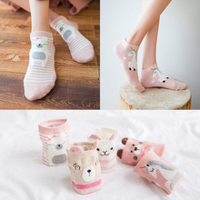 5 par/lote de calcetines de barco de corte bajo para chicas Kawaii Ear divertidos calcetines de lindos animales gato perro calcetín corto de algodón para mujeres 2024 - compra barato