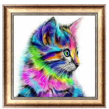 Pintura de diamante 5D de gato colorido, punto de cruz, bricolaje, artesanía, decoración del hogar, 30cm * 30cm -Y102 2024 - compra barato