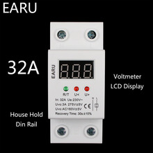 1 pc 32a 220 v auto recuperação automática reconectar sobre & sob protetor de tensão clareamento proteção relé lcd voltímetro monitor 2024 - compre barato