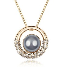Korean imitation pearl crystal pendant necklace Europe fashion drilling necklaces jewelry for women 2024 - buy cheap