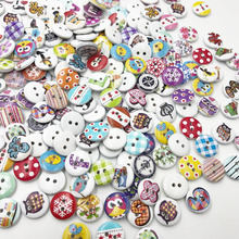 100pcs Mixed Wooden Buttons in Bulk Buttons for Crafts Button Round Colorful Painting Buttons WB525 2024 - buy cheap