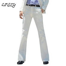 Men's suit pants New Men's Flared Trousers Formal Pants Bell Bottom Pant Dance White Suit Pants Formal pants for Men Size 28- 37 2024 - buy cheap