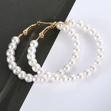 White Imitation Pearl Drop Earrings Big Earring Zine Alloy Brand Rhinestone pearl Large Brinco Ear Oorbellen 2024 - buy cheap