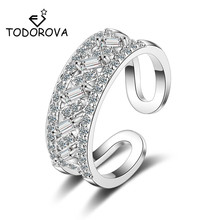 Todorova высокое качество геометрические двухслойные белые свадебные кольца с чешским камнем для женщин регулируемые Роскошные полностью кубические циркониевые ювелирные изделия 2024 - купить недорого