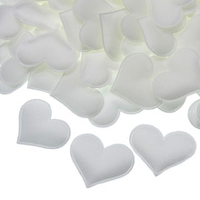 200pcs 3.5cm White Heart petals wedding decorations Satin Heart Shaped Fabric Artificial flower petals wedding decorations 2024 - buy cheap