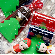 Bolsas auto-adesivas transparentes para natal, sacos para cookies de natal vermelho, azul e árvore de natal, 7x16cm, 100 2024 - compre barato