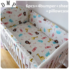 6pcs baby sheet Children bedding sets conjunto de berço cotton baby nursery bedding (bumpers+sheet+pillow cover) 2024 - buy cheap