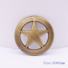 Lote 10 pçs 31*31mm estampa antiga estrela texas bronze concha de couro 2024 - compre barato