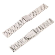 Metal Strap Silver Watch Stainless Steel Band Unisex Bracelet Double Fold Deployment Clasp Watch  Buckle18 20 22mm 2024 - buy cheap