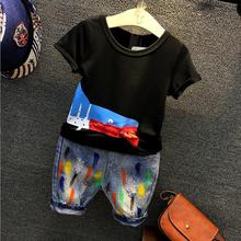 Baby Boys Summer Clothes Children Clothing Sets For Boy Short Sleeve T-Shirts + Jeans cool Denim Shorts suit 2-7Years 2024 - buy cheap