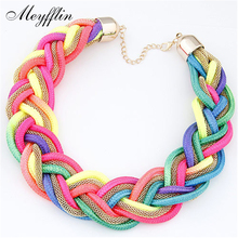 Colar Collar Mujer Statement Necklace Women Fashion Rainbow Neon Rope Chain Choker Necklaces & Pendants Jewelry 2019 Collier 2024 - buy cheap