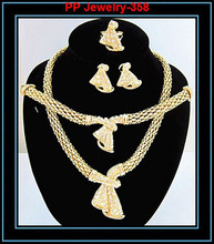 Oro color arco bonito colgante gota Juegos de joyería impresionante CZ cristal collar joyería para la boda 2024 - compra barato