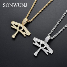 Brass Setting CZ Anka Cross Eye Pendant Iced Out Cubic Zircon Necklace Hip Hop gift Jewelry CN078 2024 - buy cheap
