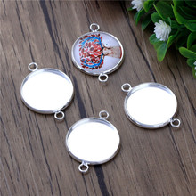 10pcs 20mm Silver Plated Brass Copper Cameo Settings Cabochon Base Connector Blank Tray New Style Fashion 2024 - buy cheap