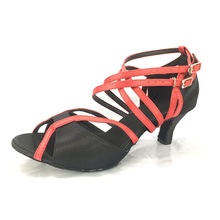 Women Ballroom Latin Dance Shoes Black Red Salsa Sandals Heel 6cm Female Social Party Tango Dance Shoes Suede Sole T30 2024 - buy cheap