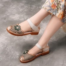 Women Sandals New Genuine Leather sandals women shoes hollow out female flat sandals ladies casual shoes summer shoes 2024 - buy cheap