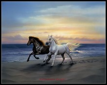 Needlework for embroidery DIY French DMC High Quality - Counted Cross Stitch Kits 14 ct Oil painting - Horses Running 2024 - buy cheap