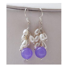 Elegant 100% Genuine Freshwater Pearl Dangle Earrings For Women,Violet Stone White Grape Pearl S925 Silvers Jewellery 2024 - buy cheap
