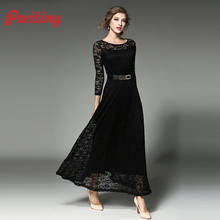 Peritiny Elegant Black Lace Dress White Vintage Evening Party Dresses Winter 2018 Women Long Vestidos Maxi Dress Long Sleeve 2024 - buy cheap