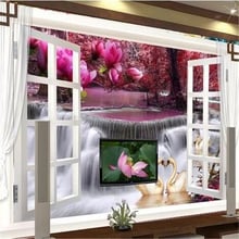 beibehang 3d window waterfall TV backdrop wallpaper living room bedroom murals papel de parede photo wallpaper wall paper 2024 - buy cheap