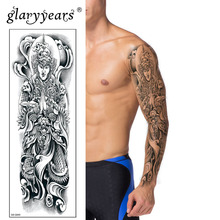 Tatuagem temporária de braço grande glari, adesivo a god tatuagem falsa com flash, à prova d'água, corpo grande, arte, homens, mulheres 2024 - compre barato