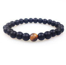 SN0348 8mm Matte Black onyx with a tiger eye bead Bracelet Men Stone Bead Bracelets 2024 - buy cheap