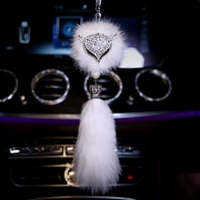 Colgante de cristal de diamante para coche, colgante de decoración para espejo retrovisor, adornos de piel de zorro, accesorios de estilo Interior para coche, regalos 2024 - compra barato