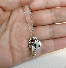 Open Your Heart - Key and Lock Necklace (Antique Silver or Antique Brass) 2024 - buy cheap