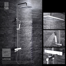 Bathroom Chrome Finish Wall Shower Set Thermostatic Solid Brass Wall Mounted Rainfall Shower Faucet 8" / 10" with Hand Shower 2024 - buy cheap