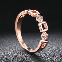 Женское кольцо с фианитом Double Fair, розовое золото, модные вечерние кольца на палец с геометрическим рисунком, DFR197 2024 - купить недорого
