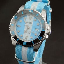 Bliger relógio de pulso 40mm azul-branco, moldura de cerâmica, vidro de safira, relógios automáticos para homens 2024 - compre barato