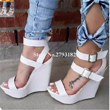 New Design Women Summer Fashion Open Toe High Platform Wedge Sandals Ankle Buckle Straps Height Increased Sandals Dress Shoes 2024 - buy cheap