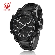 NEW OHSEN Men Fashion Wristwatches Luxury Famous Brand Men's Leather Strap Watch Waterproof Sports Watch With High Quality Gift 2024 - купить недорого