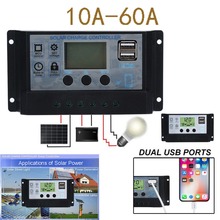 60A/50A/40A/30A/20A/10A 12V 24V Auto Solar Charge Controller PWM With LCD Dual USB 5V Output Solar Cell Panel Regulator PV Home 2024 - buy cheap
