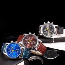 Luxury Brand Men Watches 2018 Fashion Faux Leather Men Blue Ray Glass Quartz Watch Casual Males Business Watch relogio masculino 2024 - buy cheap