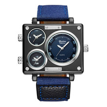 OULM Fashion Luxury Sports Watches Men 3 Time Zone Rectangle Big Wrist Watch Quartz Relogio Masculino Marca Original Esportivo 2024 - buy cheap