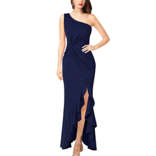 Женское длинное платье на одно плечо с разрезом и оборками, вечернее платье для вечеринки, 2019 2024 - купить недорого