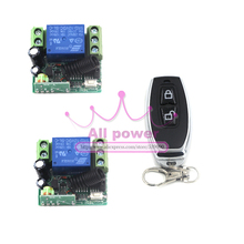 Dc 12v 1ch sem fio teleswitch controle remoto interruptor de bloqueio remoto/unloack botão transmissor 2 mini receptor tamanho 315/433 mhz