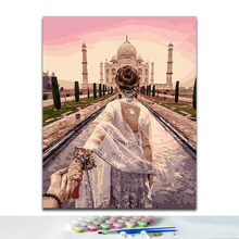 DIY colorings pictures by numbers with colors Indian Taj Mahal White Marble Palace picture drawing painting framed 2024 - buy cheap