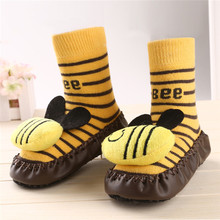 Cartoon Toddler Baby Socks Animal Bee Anti-slip home sock shoe with PU leather rubber sole Floor Socks 2024 - buy cheap