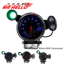 80mm Car Tachometer Gauge Stepper Motor 0-11000 RPM meter Tachometer Car meter Red/Blue/White LED With Shift Light 2024 - buy cheap