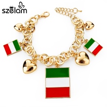 Szelam-brazaletes de cadena de oro con bandera de Italia, Pulseras con colgantes de corazón, Sbr150378 2024 - compra barato