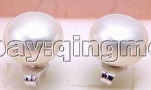 SALE Big 12-13mm White Natural Freshwater high quality Flat Pearl Earring and Silver 925 stud-ear253 wholesale/retail Free ship 2024 - buy cheap