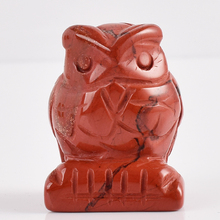 1.5 Polegada estatuetas da coruja vermelho jasper estátua de cristal artesanato esculpido pedra natural minerais mini animais estátua para decoração casa 2024 - compre barato
