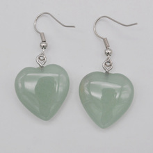 Green Aventurine Stone Heart Beads GEM Dangle Earrings Jewelry For Gift T272 2024 - buy cheap