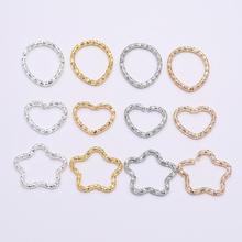 50 unids/lote de anillos de estrella dorada de 16,5mm, anillos divididos trenzados, conectores espaciadores para manualidades, suministros para joyería DIY 2024 - compra barato