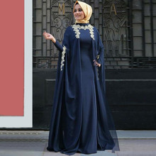 Navy Blue Muslim Evening Dresses Mermaid Long Sleeves Chiffon Lace Islamic Dubai Saudi Arabic Long Formal Evening Gown 2024 - buy cheap